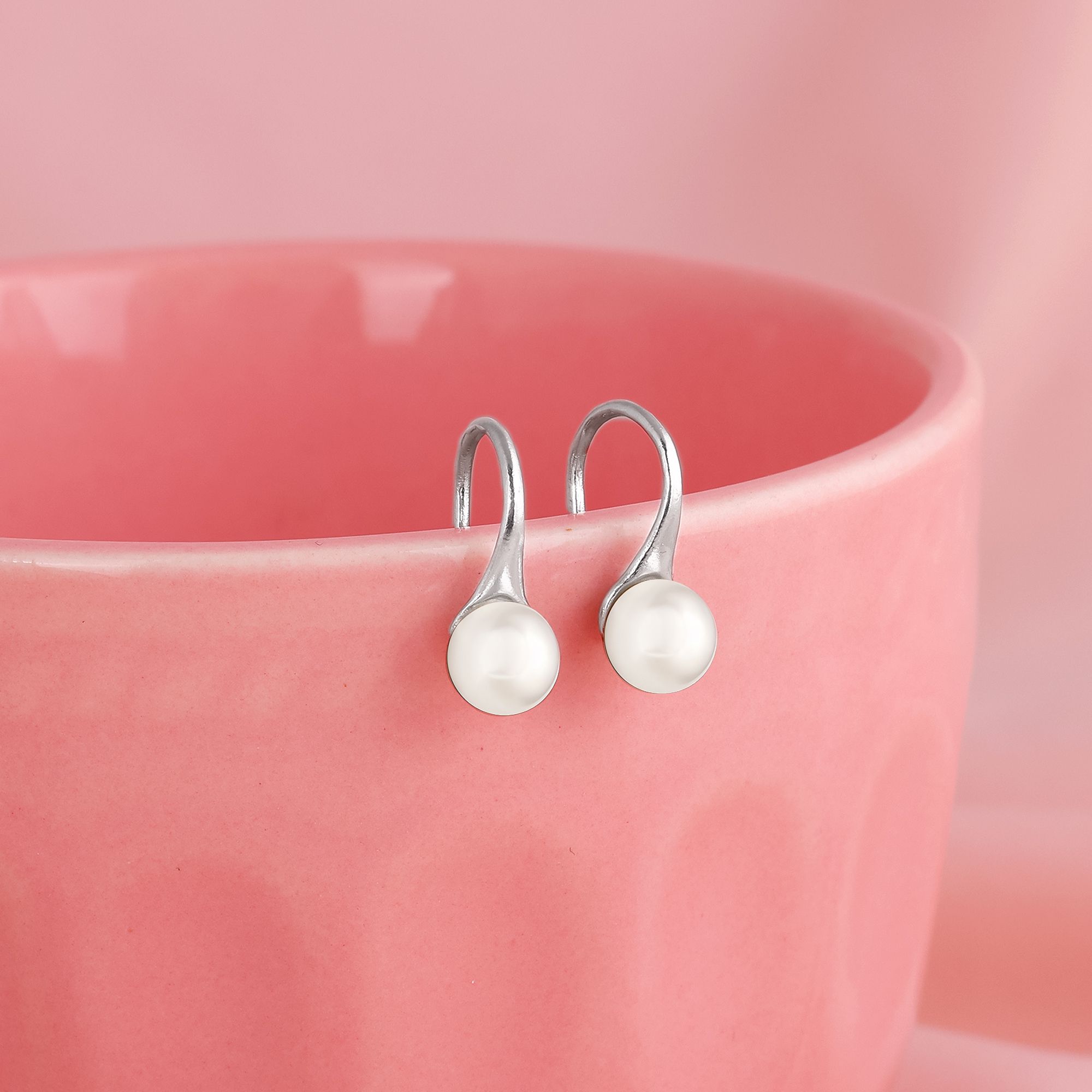 giva 925 Silver Pearl Stud Earrings| Gift for Women|Lifetime Plating|6 Month Warranty Pearl Sterling Silver Clip-on Earring-picture-11