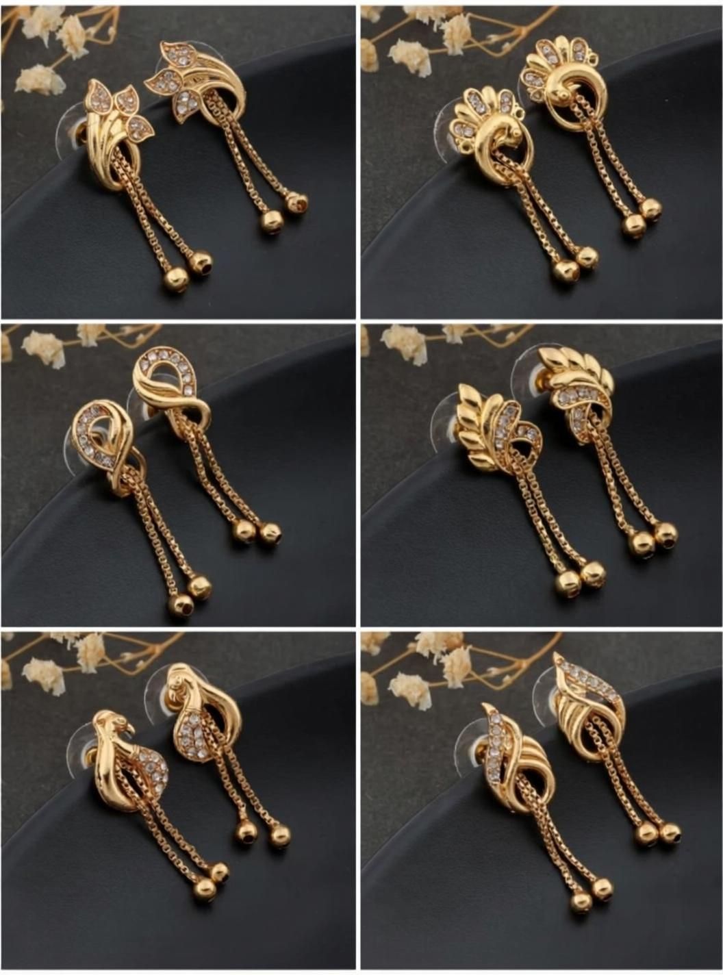 Earrings Combo Of 6 Diomand Alloy Drops & Danglers Diamond Alloy Drops & Danglers, Stud Earring-image-39