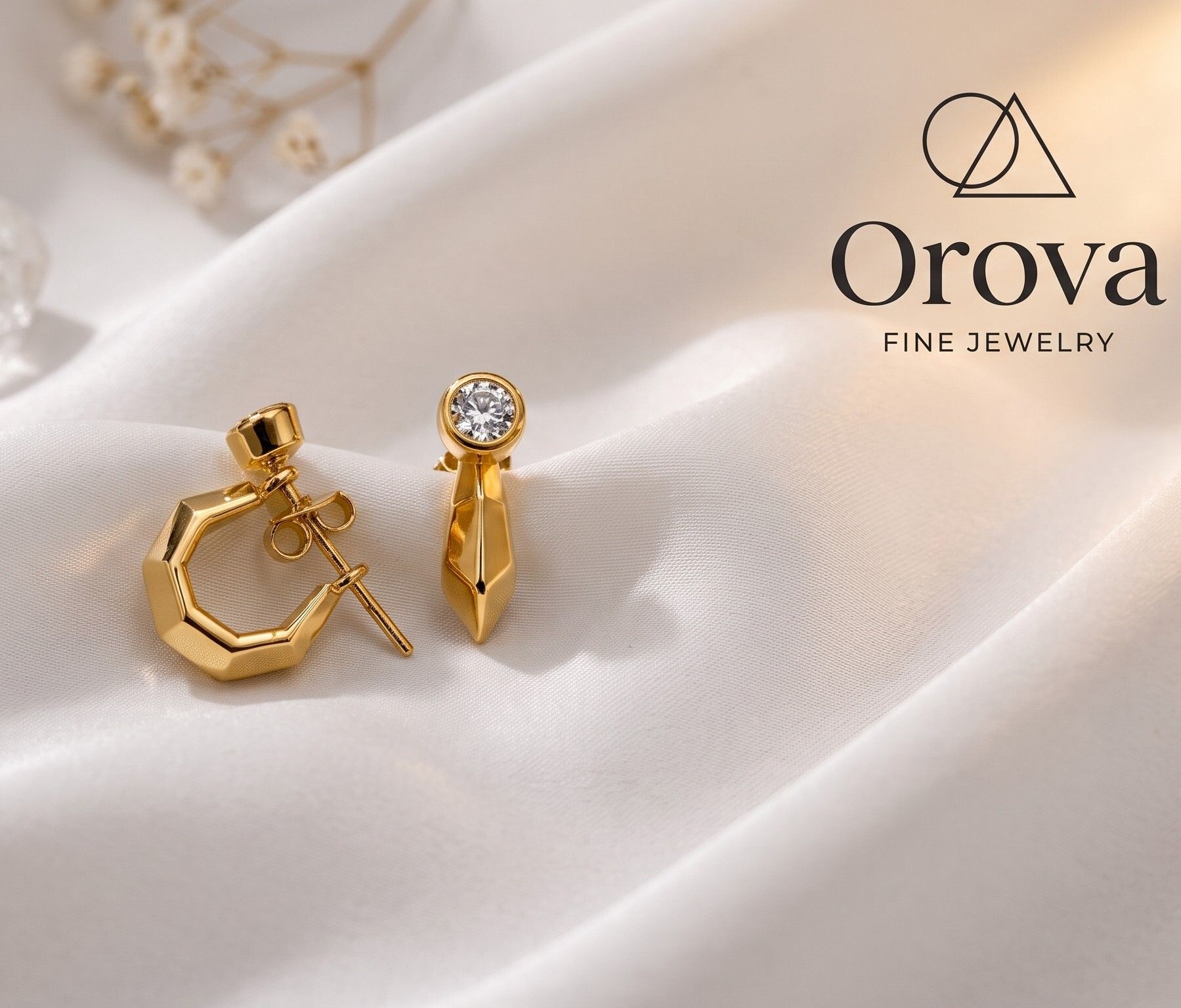 18k micro gold plated Anti Tarnish Crystal Stone 6 side hoop Earrings Crystal, Cubic Zirconia Copper Huggie Earring-image-28