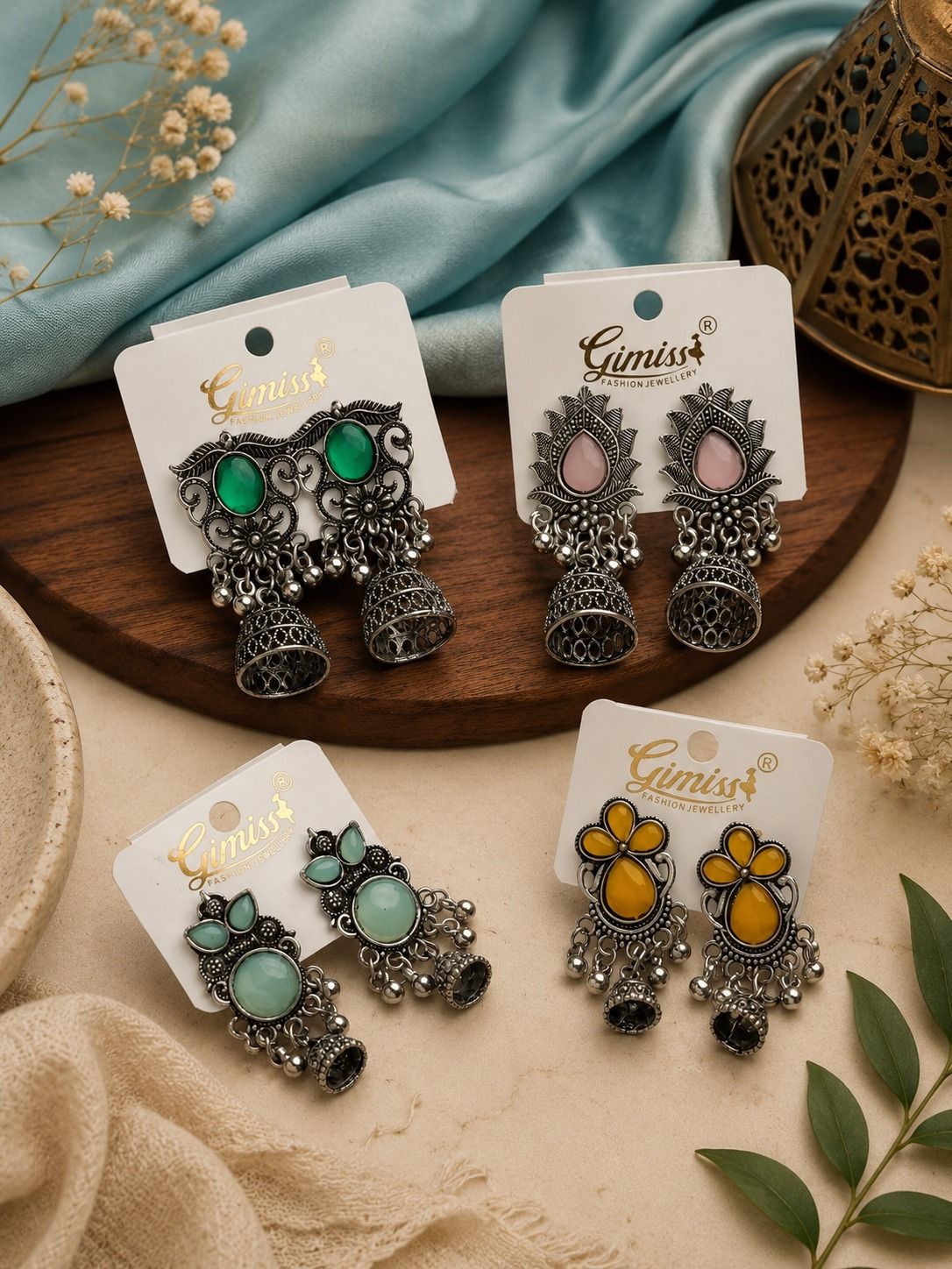 Elegant Colorful Elegance: Ethnic Earrings with Stone Embellishments Alloy Drops & Danglers, Hoop Earring, Jhumki Earring, Stud Earring, Rhinestone Studs-image-35