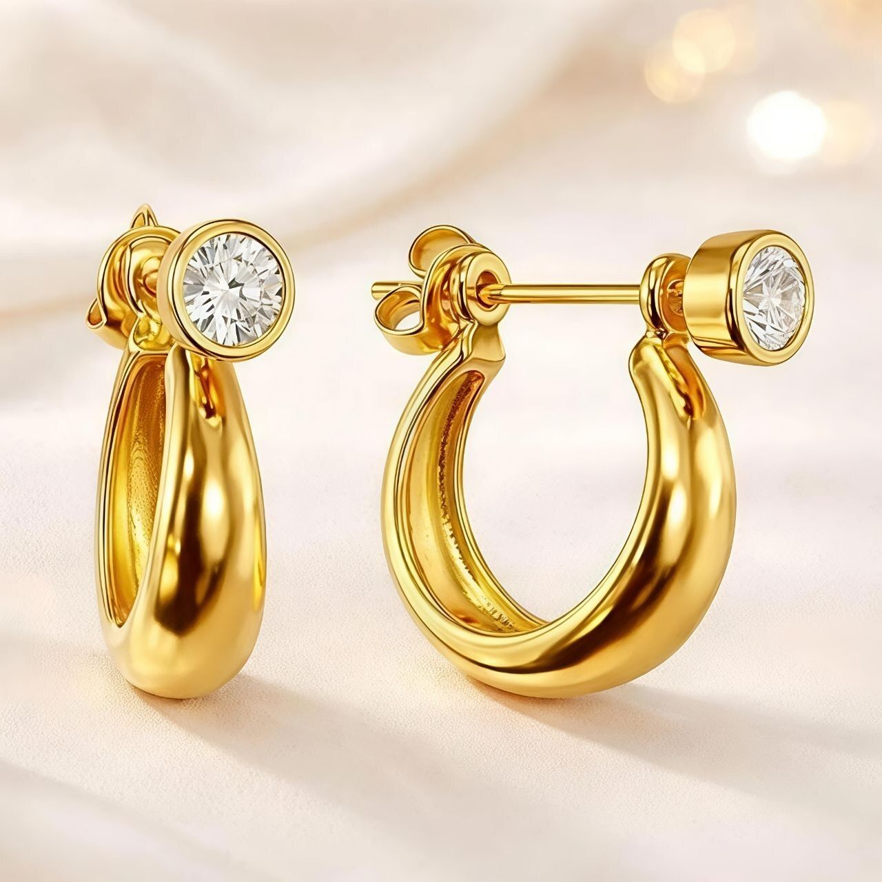 shahi pehnawa GOLD AD HOOP EARRINGS FOR MEN Cubic Zirconia Copper Stud Earring, Rhinestone Studs-picture-40