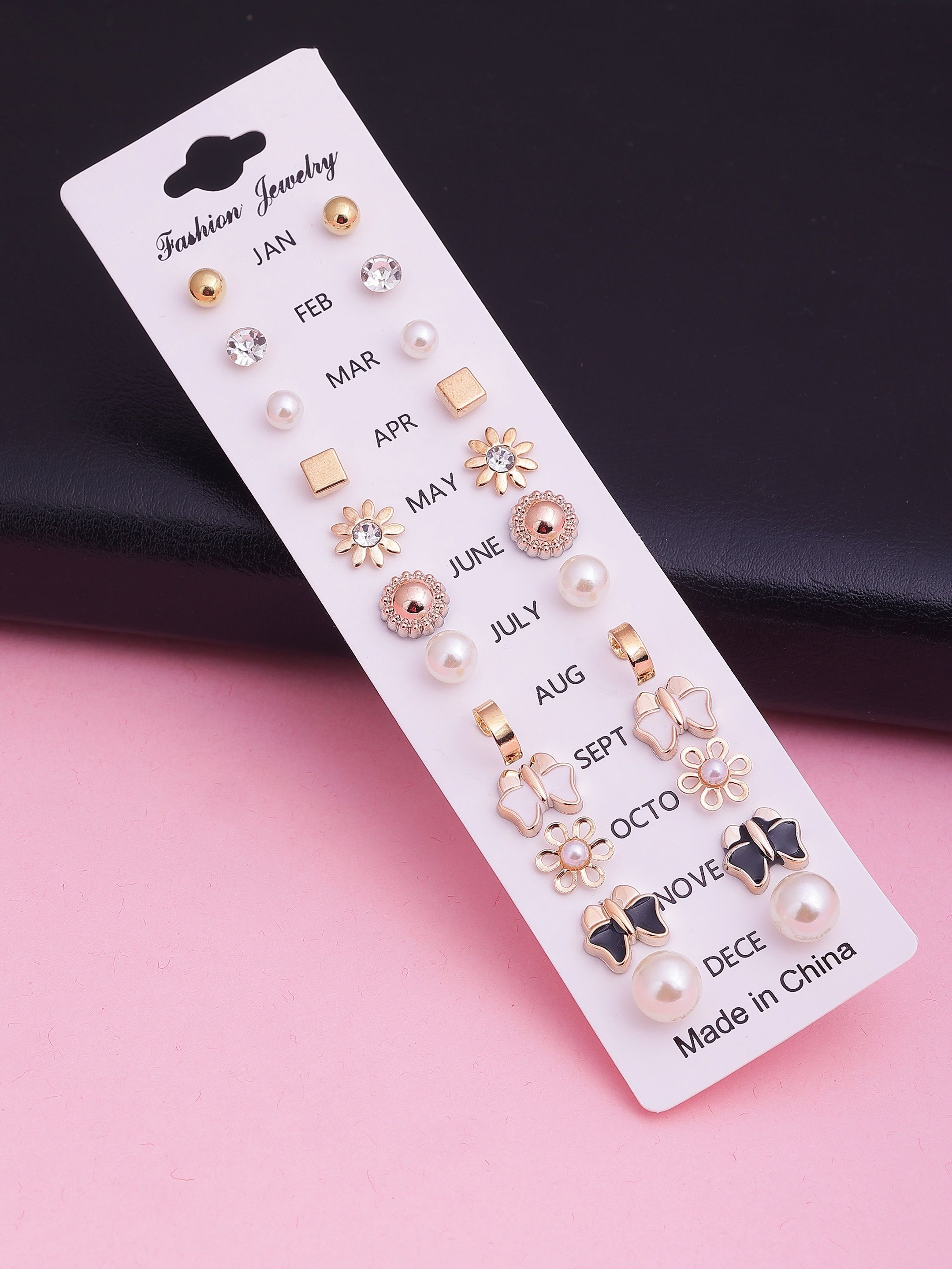 Pack of 12 Earring pairs earrings for girls earrings for kids Metal Stud Earring