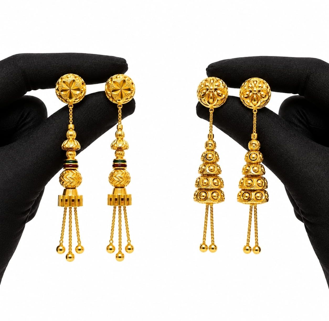 lov Royal Gold Finish Temple Design Long Earrings Set for Women Brass Drops & Danglers, Hoop Earring-picture-22