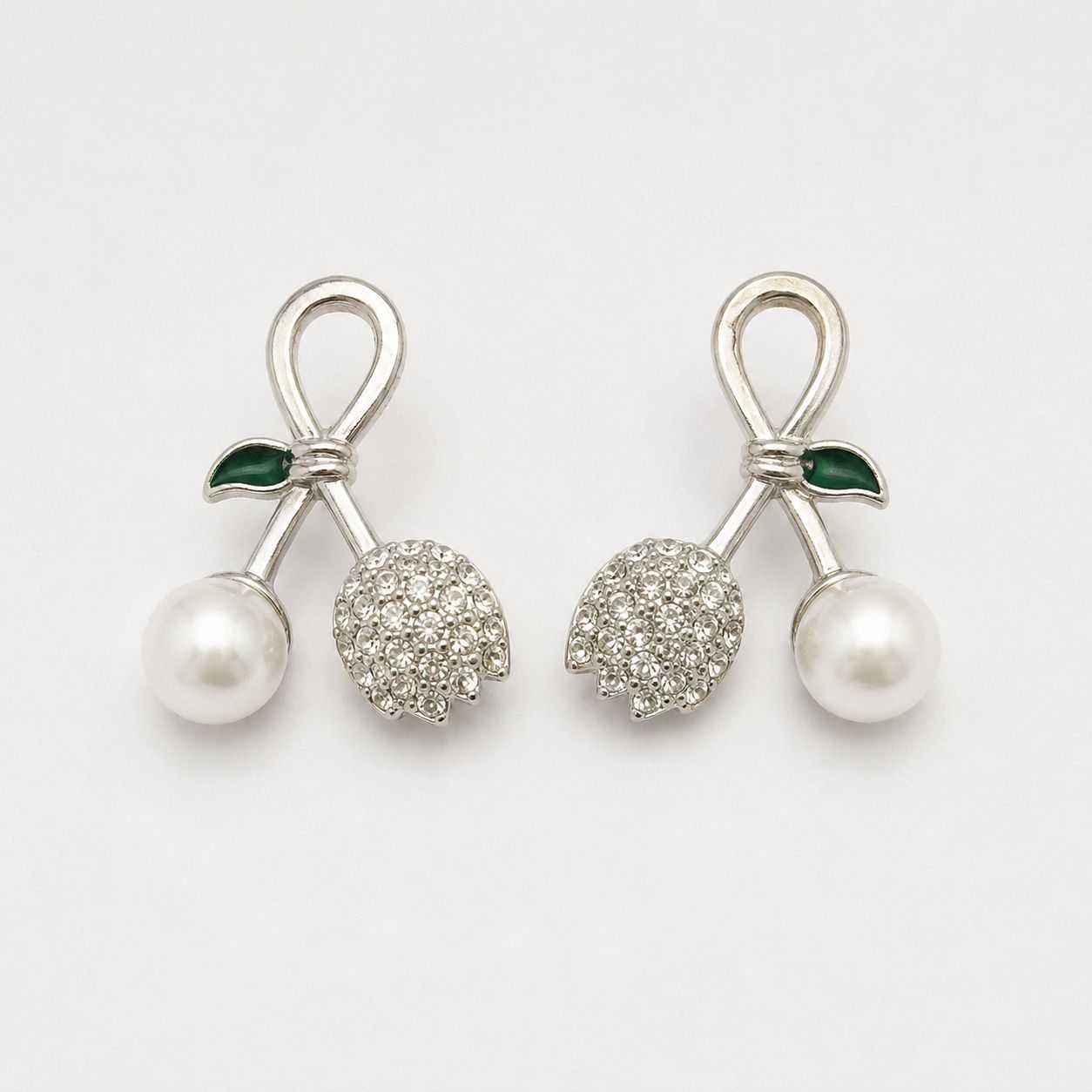 Maisava Cherry Crystal Pearl Pearl Alloy Stud Earring-picture-43