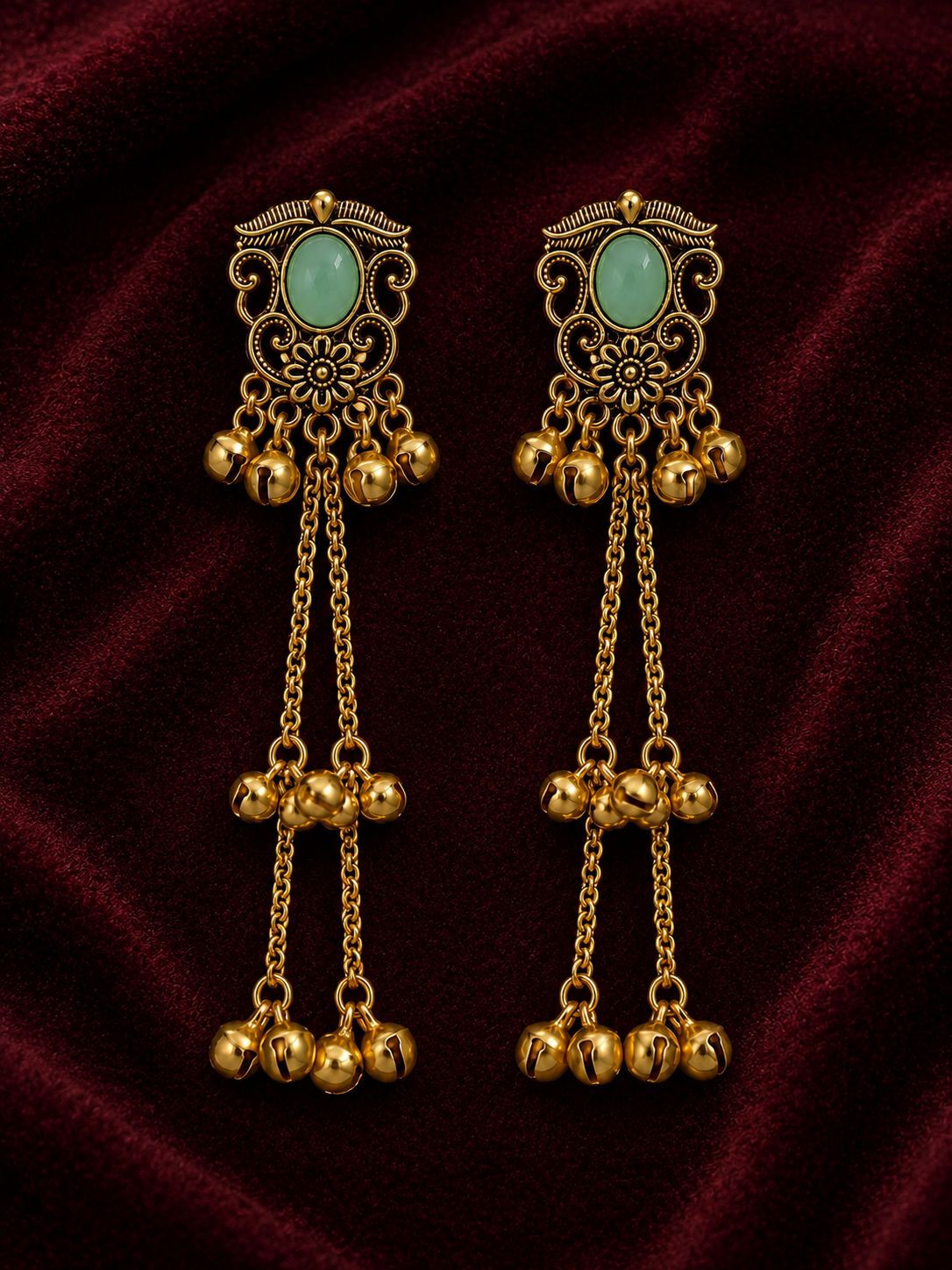 lumi enterprice Graceful Kashmiri Ethnic Chain Tassel Earrings for Women & Girls Alloy Chandbali Earring-picture-16