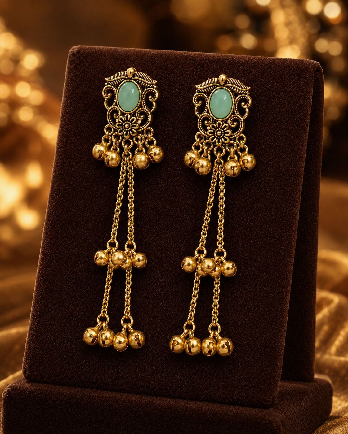 Statement Kashmiri Long Chain Statement Earrings for Women & Girls Alloy Chandbali Earring-image-2