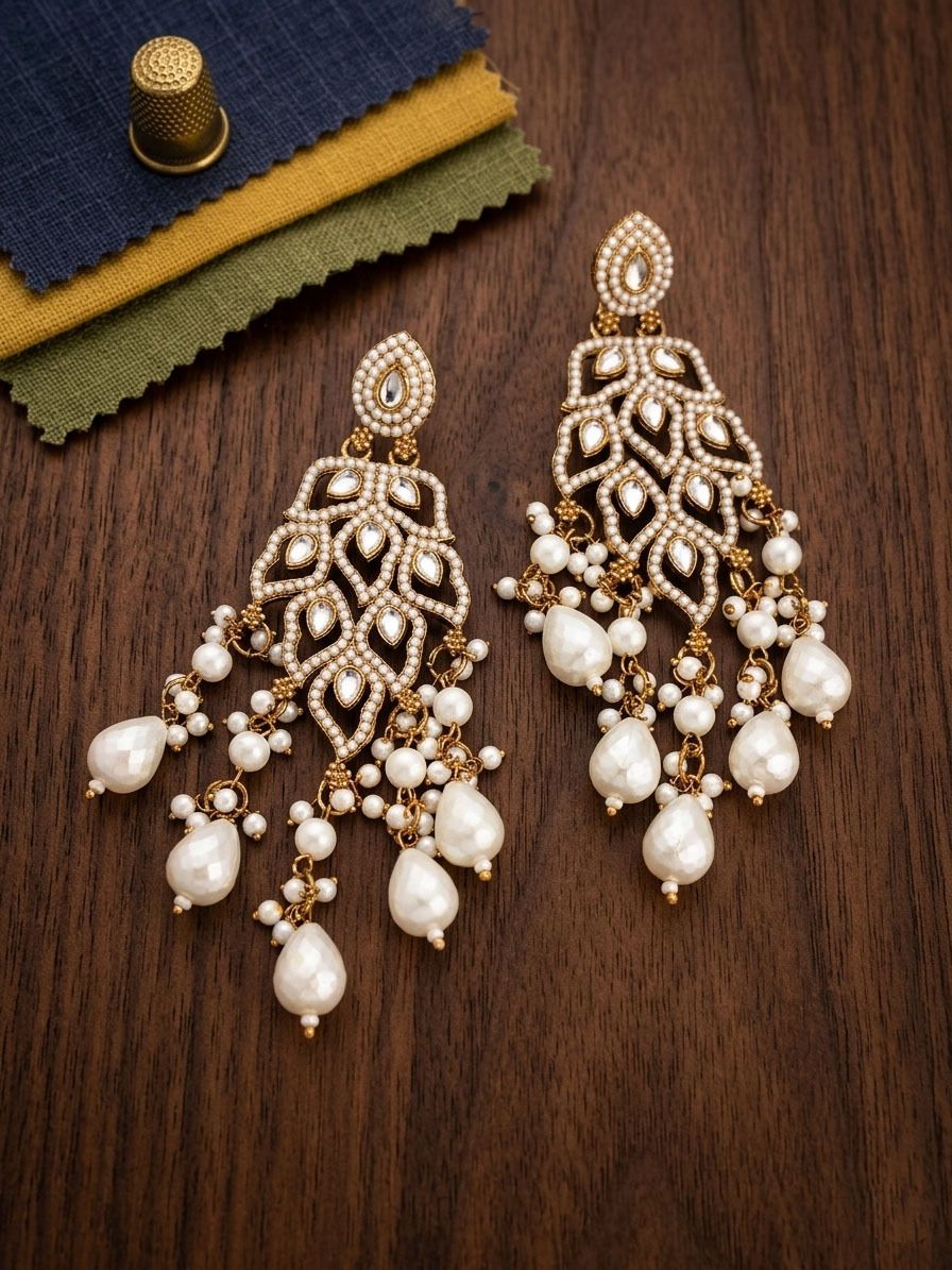 julee Stylish Earrings for Women and girls Brass Chandbali Earring-picture-4