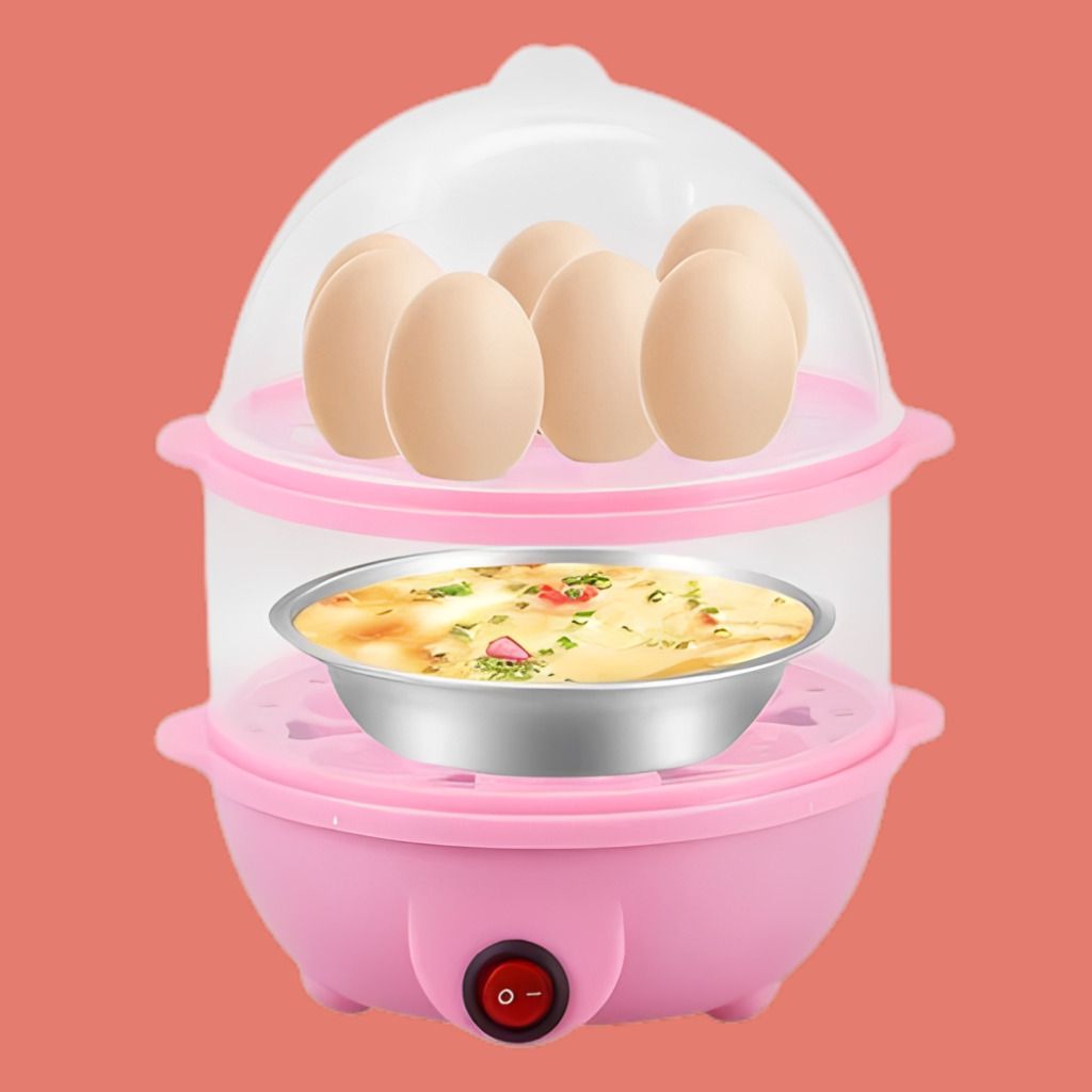 Multi Purpose Steam Cooker with Egg Rack and Food Bowl Included Home Use Electric Egg Cooker with Practical Double Layer Design Egg Cooker-image-33