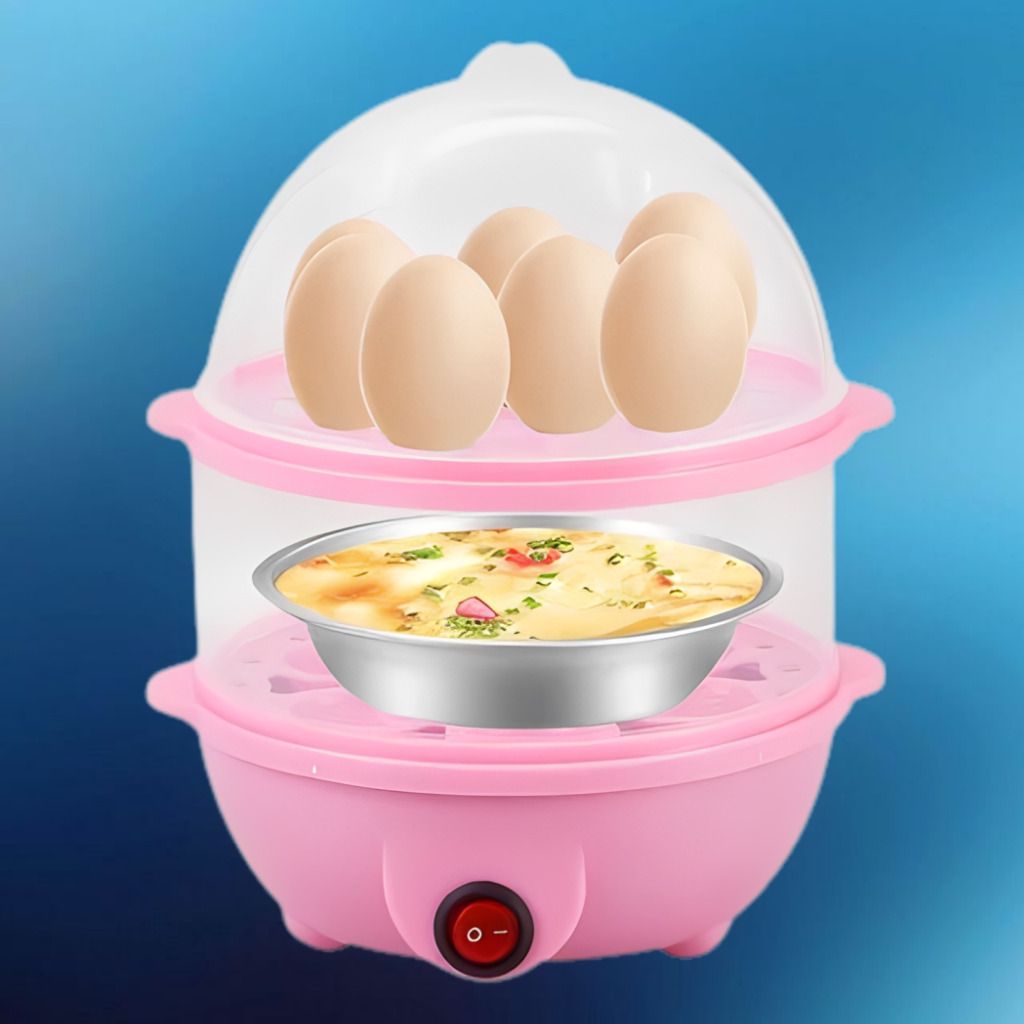 rdomi Smart Egg Boiler with Stainless Steel Bowl and Steam Function Portable Egg Cooker with Double Layer Food Steaming Design Egg Cooker-picture-35