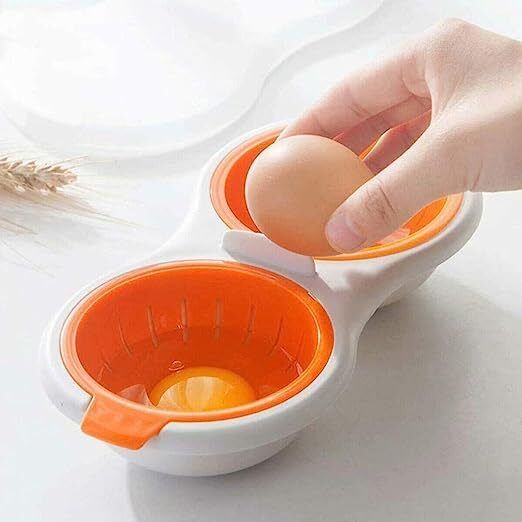 2 Cavity, Food Grade Double Cup Egg Boiler, Perfect Microwave Egg Poacher Microwavable Egg Steamer Cookware, Home Kitchen BPA Free Double Layer Egg Cooker Egg Cooker