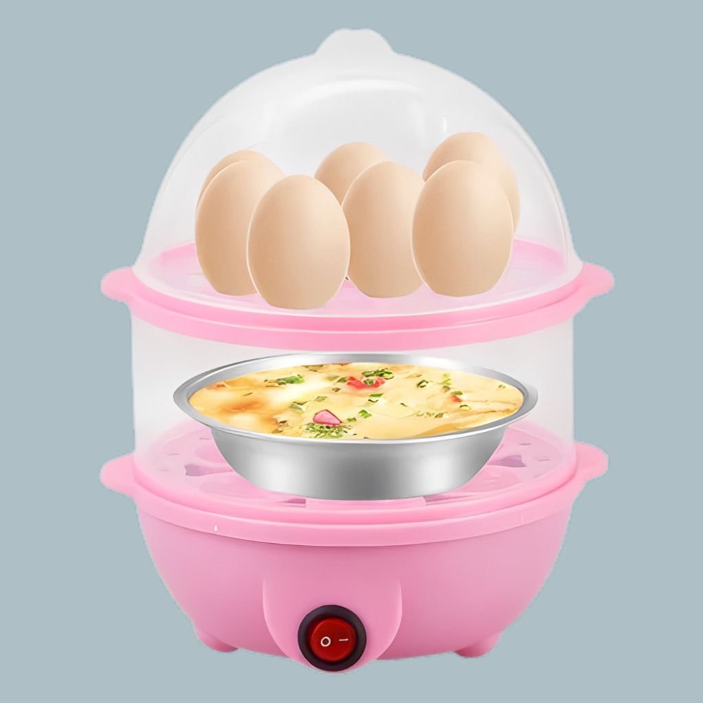 Electric Egg Boiler Appliance for Convenient Daily Cooking Double Layer Egg Boiler Appliance with Easy Power Switch Egg Cooker-image-2