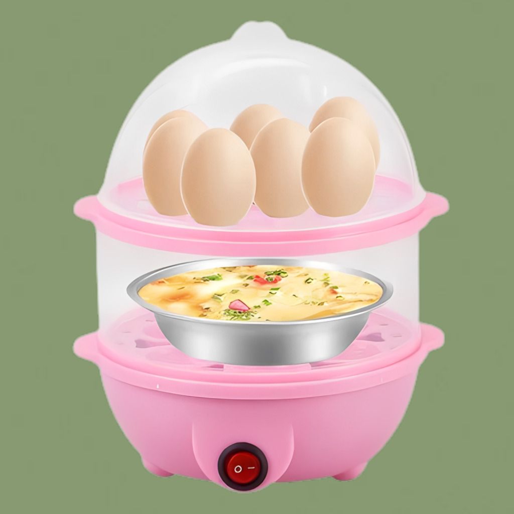 Portable Egg Steamer Appliance with Double Cooking Tray Design Electric Egg Cooker with Durable Food Grade Plastic Body Design Egg Cooker-image-7