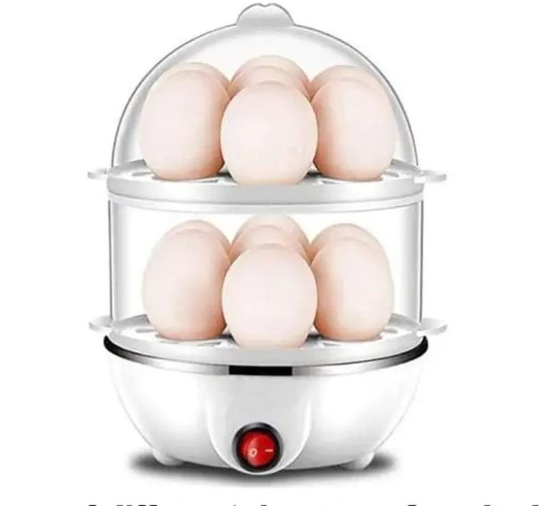 Egg Boiler Cooking, Boiling Double Layer Egg Boiler Cooker & Double Boil upto 14 Eggs, Poach Eggs, Steam Vegetables Egg Cooker