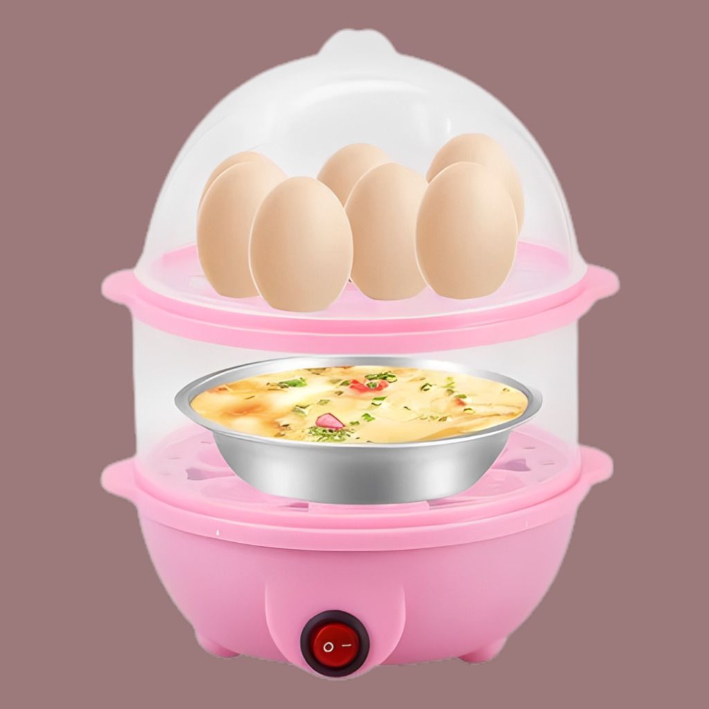 rdomi Fast Heating Egg Cooker with Double Layer Steam Cooking Convenience Double Deck Electric Egg Cooker with Food Warming Stainless Bowl Egg Cooker-picture-31