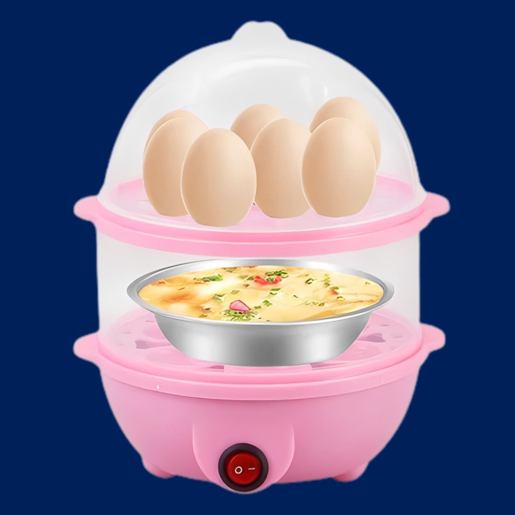Electric Egg Cooker with Easy Clean Design and Stainless Bowl Feature Dual Layer Egg Boiler with Easy One Touch Operation for Home Kitchen Egg Cooker-image-2