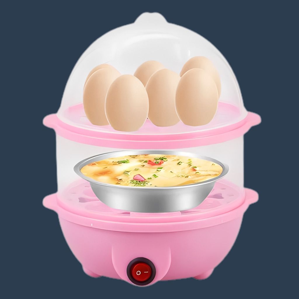 rdomi Premium Double Layer Egg Cooker with Stainless Steel Steam Bowl Design Multi Purpose Egg Boiler with Double Layer Steaming Tray for Kitchen Egg Cooker-picture-27