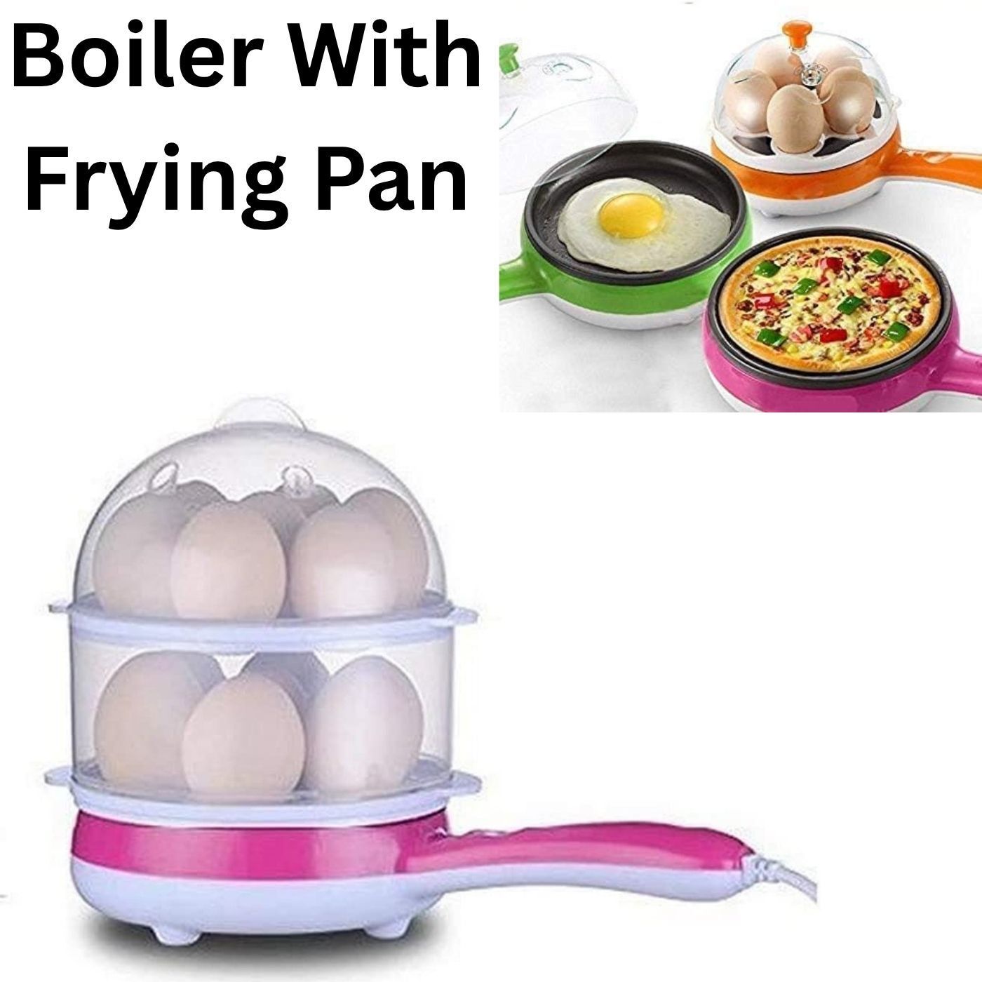 2-in-1 Steaming Frying Pan 14-Egg Boiling, Roasting & Heating Electric Egg Boiling Cooker 14 Egg Cooker-image-32