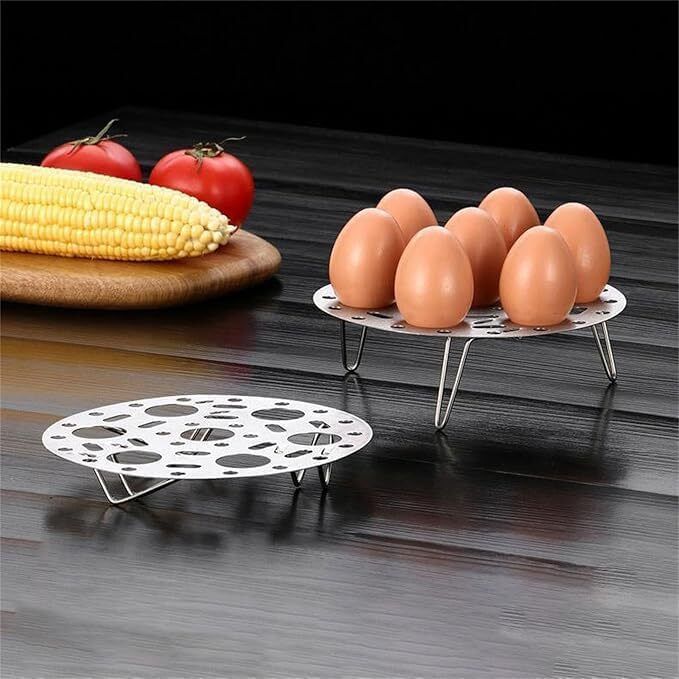 ketubhagad Round Stainless Steel Steamer Plate Stainless Steel Egg Steamer Stand Heatproof Stackable Egg Cooker-picture-1