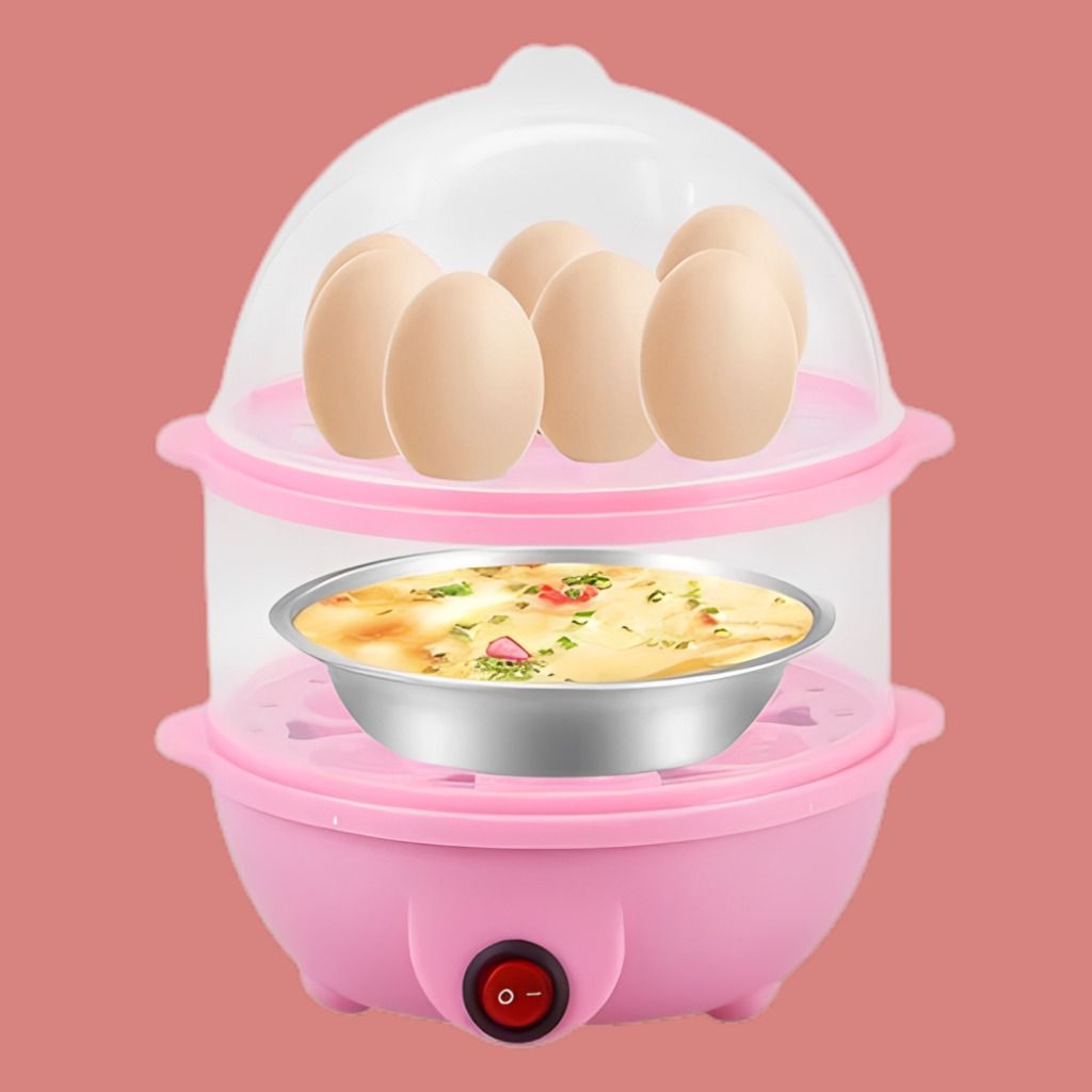 rdomi Home Electric Egg Cooker with Durable Transparent Dome Cover Double Layer Egg Steamer with Healthy Cooking Bowl Included Egg Cooker-picture-46