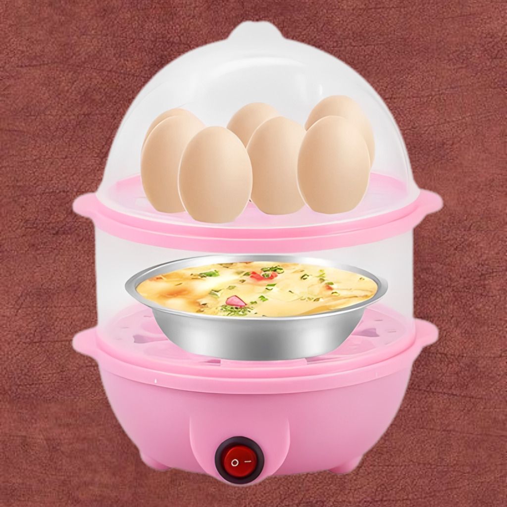 Portable Egg Boiler Machine with Fast Heating Steam Cooking Feature Electric Double Layer Steamer for Eggs Vegetables and Snacks Daily Egg Cooker-image-43