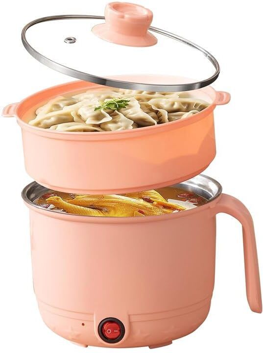 dfasion 1.5L Electric Hot Pot with Steamer Basket, Multi-Purpose Cooker e37725 Egg Cooker-picture-8
