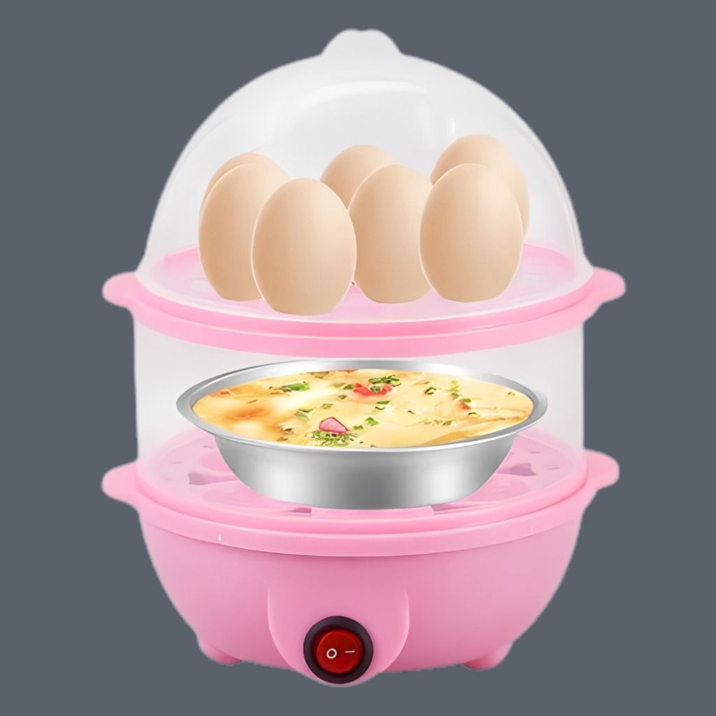 Compact Double Layer Egg Cooker with Easy Clean Surface Compact Egg Boiler with Fast Heating Cooking Performance Egg Cooker-image-0