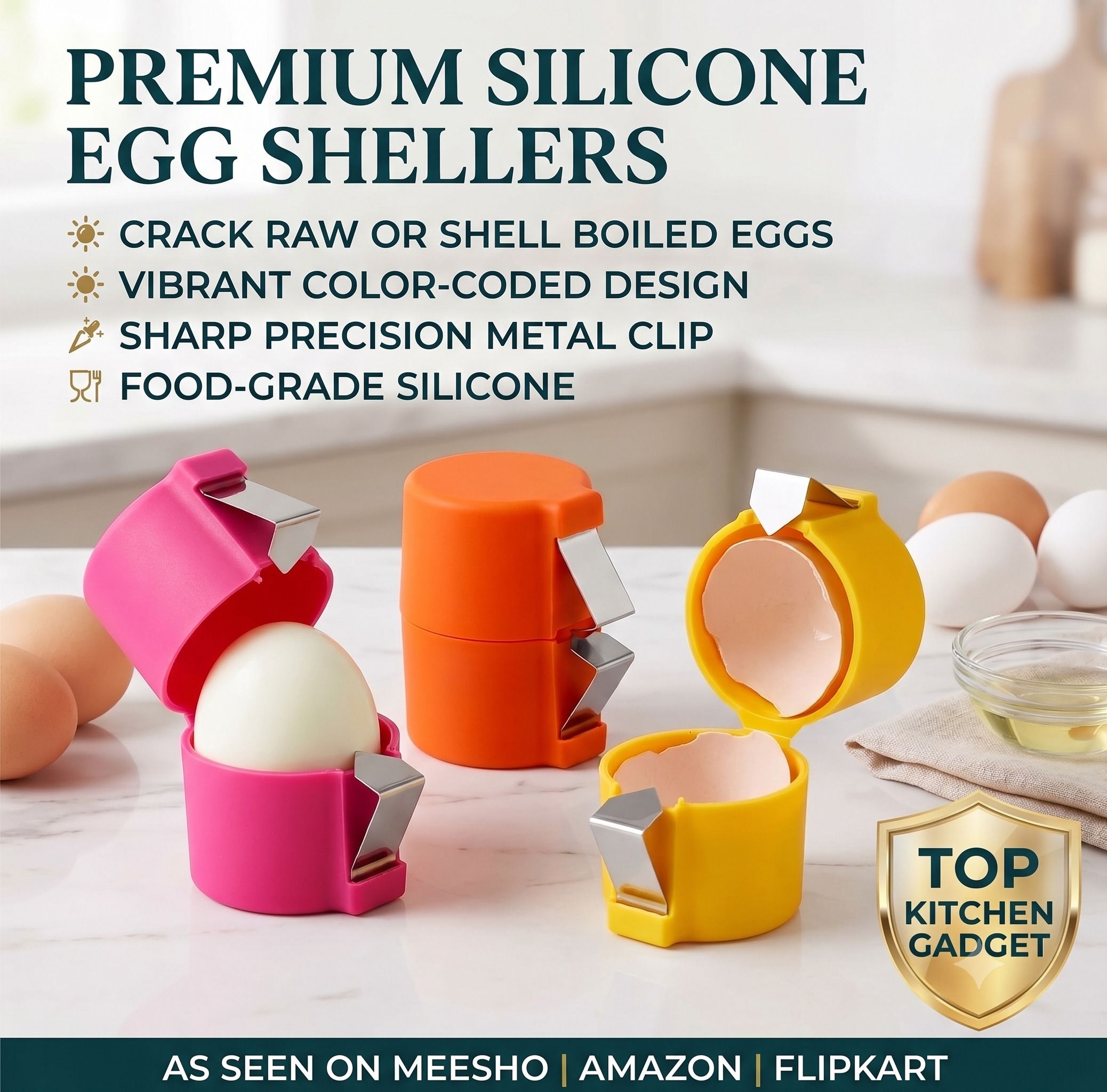 everneed Quick Egg Cracker & Shell Opener Device | Smart Kitchen Gadget Egg Cracker-picture-34