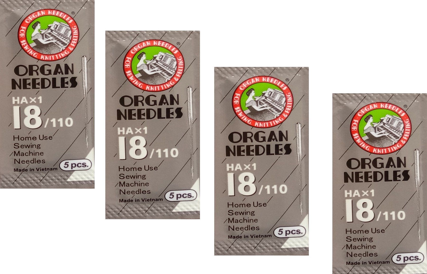 Needles(4 Packs,20 Needles,Each Contain 5),Ha18 No.Works with All Sewing Machine Machine Sewing Needle