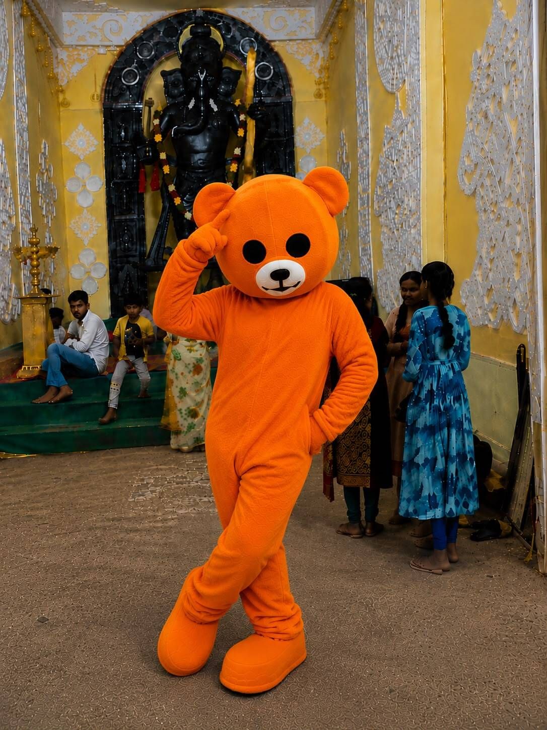GLOBAL HALLOWEEN MASCOT ORANGE TEDDY BEAR MASCOT COSTUME Elders Halloween Costume-picture-16
