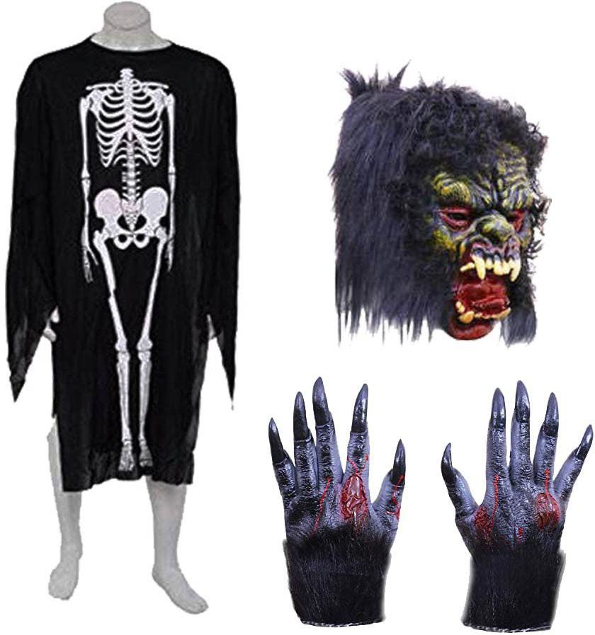 Brown Leaf Fancy Mask Gloves Skeleton Dress for Halloween theme party Elders Halloween Costume-image-20