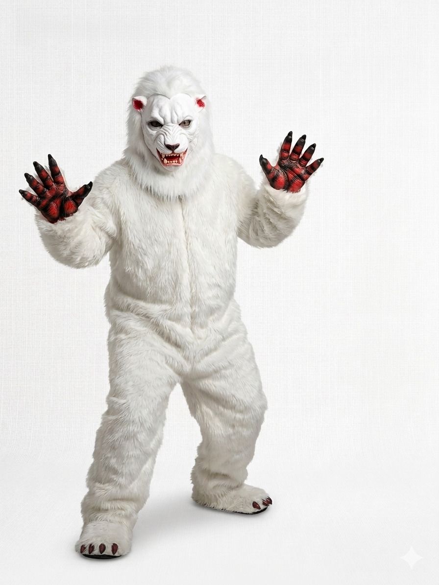 Afifa Fashion Premium White Yeti Mascot Costume for Adults Elders Halloween Costume-picture-12