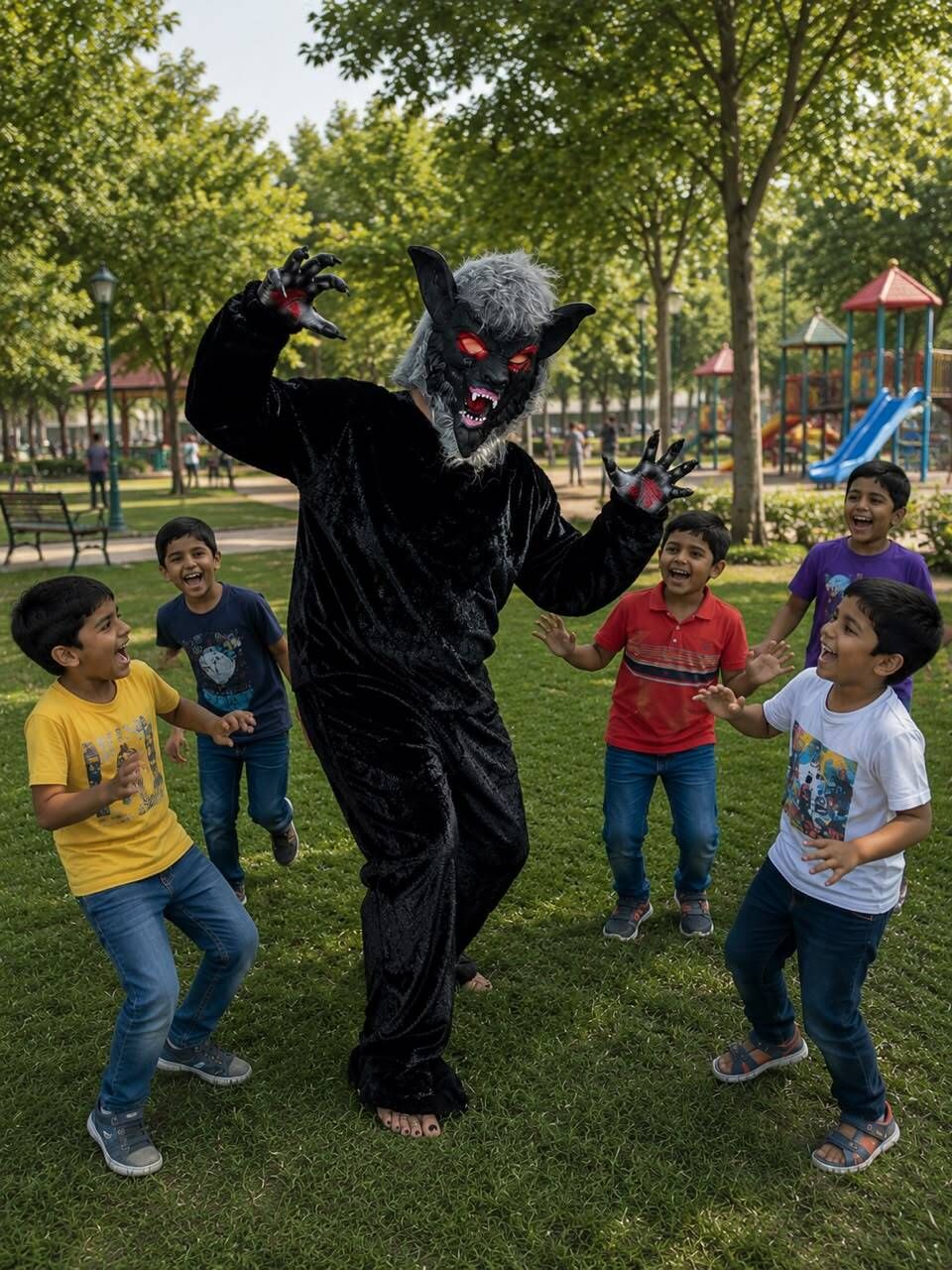 GLOBAL HALLOWEEN MASCOT BLACK HORROR WOLF Elders Halloween Costume-picture-37