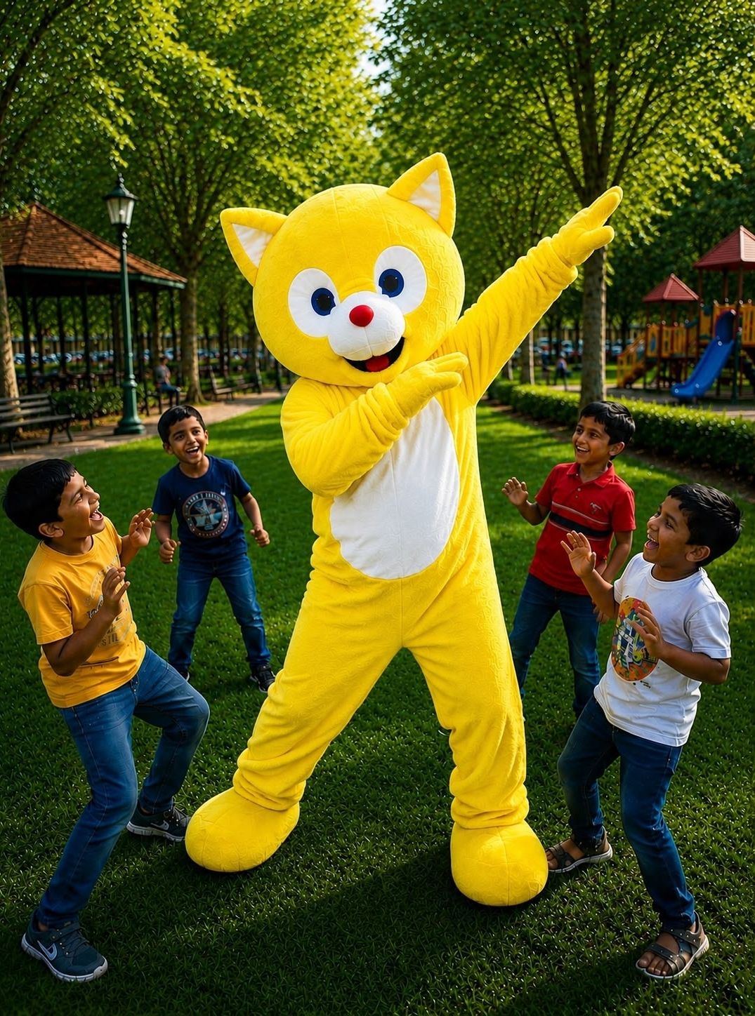 COSTUMEKING New yellow Smart Teddy Mascot Costume 5.8 Feet Ultra Soft Full Body Teddy Bear Elders Halloween Costume-picture-48