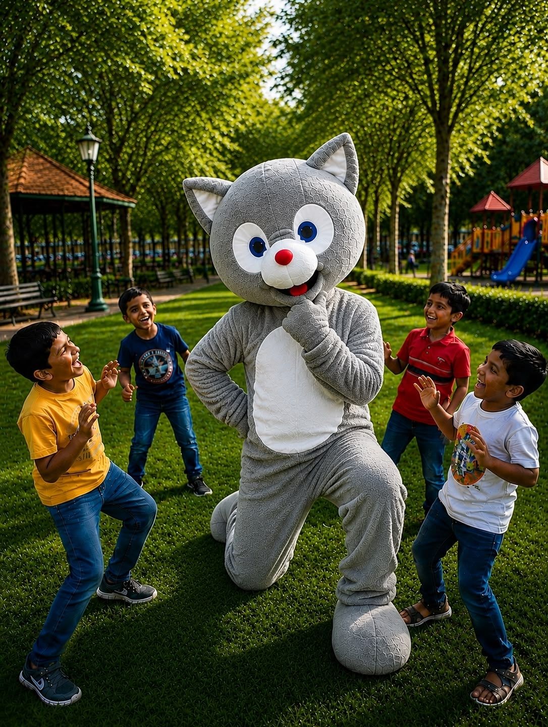 COSTUMEKING New Grey Smart Teddy Mascot Costume 5.8 Feet | Ultra Soft Full Body Teddy Bear Elders Halloween Costume-picture-13