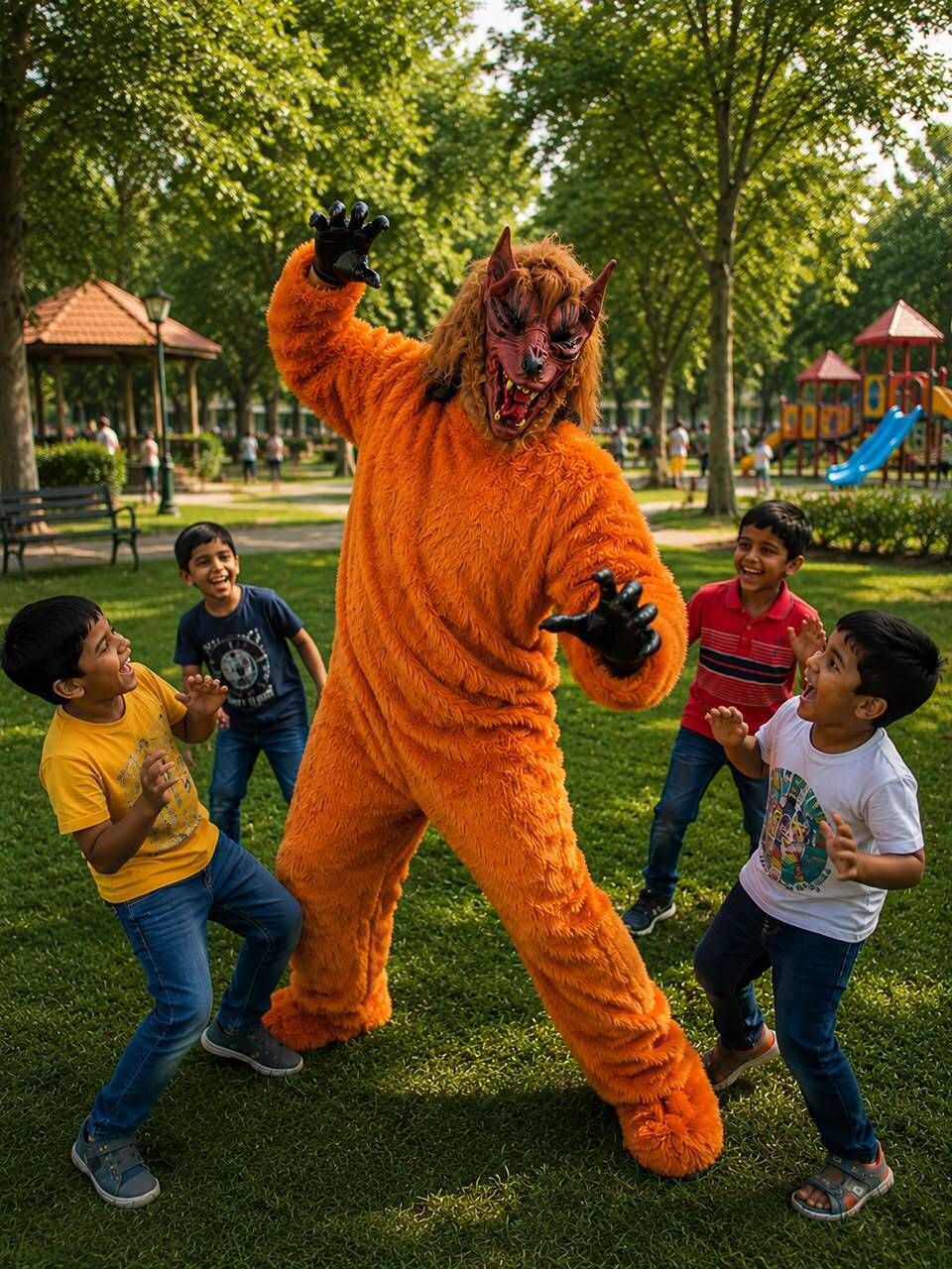 GLOBAL HALLOWEEN MASCOT Orange Devil Monster Mascot Costume Elders Halloween Costume-picture-11