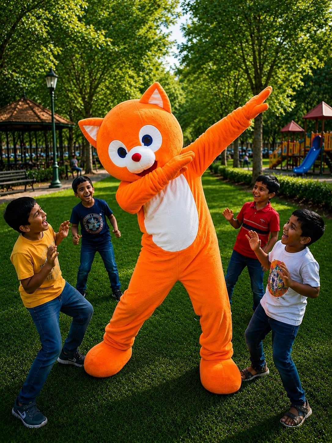 COSTUMEKING New Orenge Smart Teddy Mascot Costume 5.8 Feet | Ultra Soft Full Body Teddy Elders Halloween Costume-picture-10