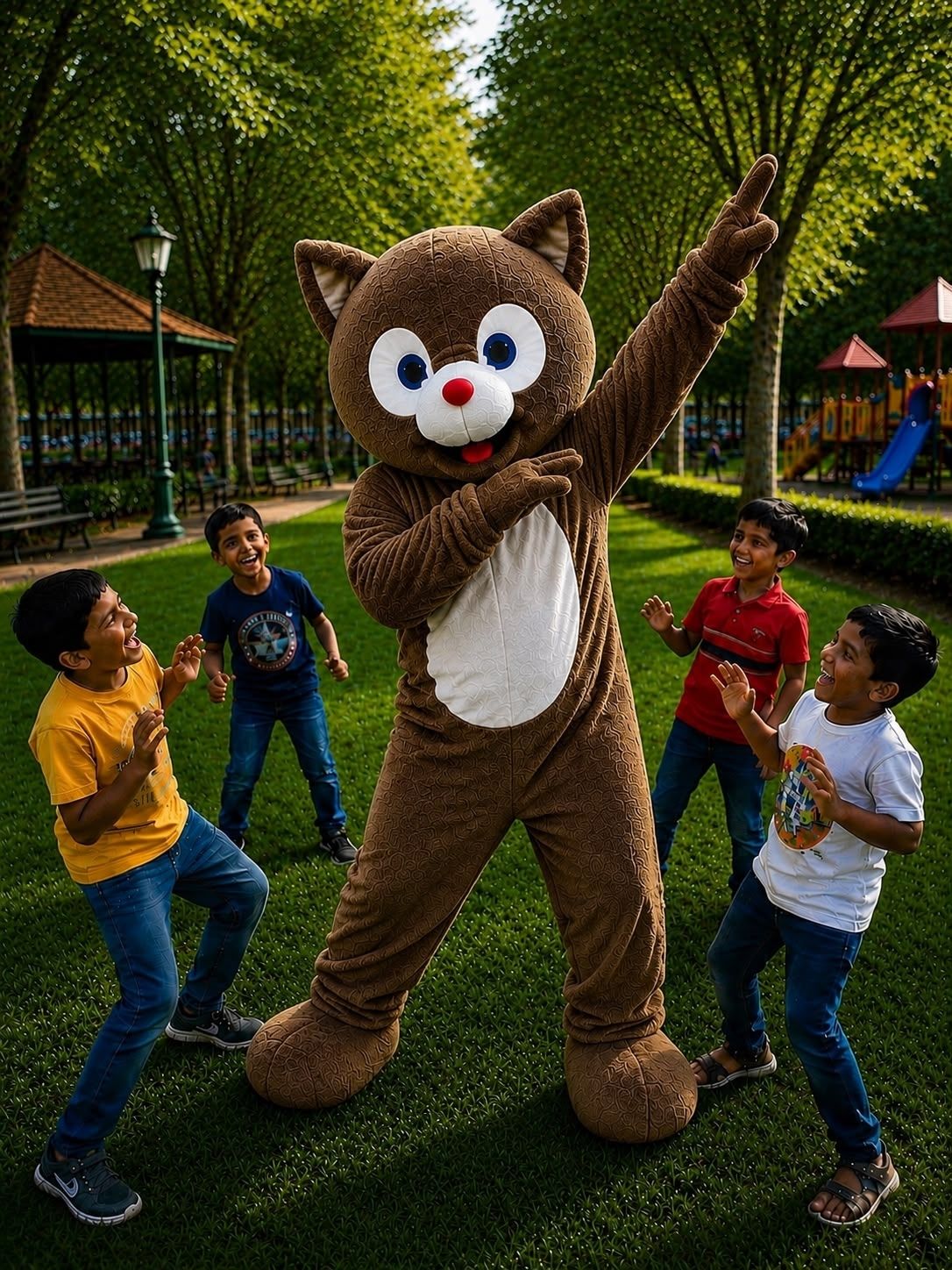 COSTUMEKING New Brown Smart Teddy Mascot Costume 5.8 Feet | Premium Ultra Soft Full Teddy Elders Halloween Costume-picture-32