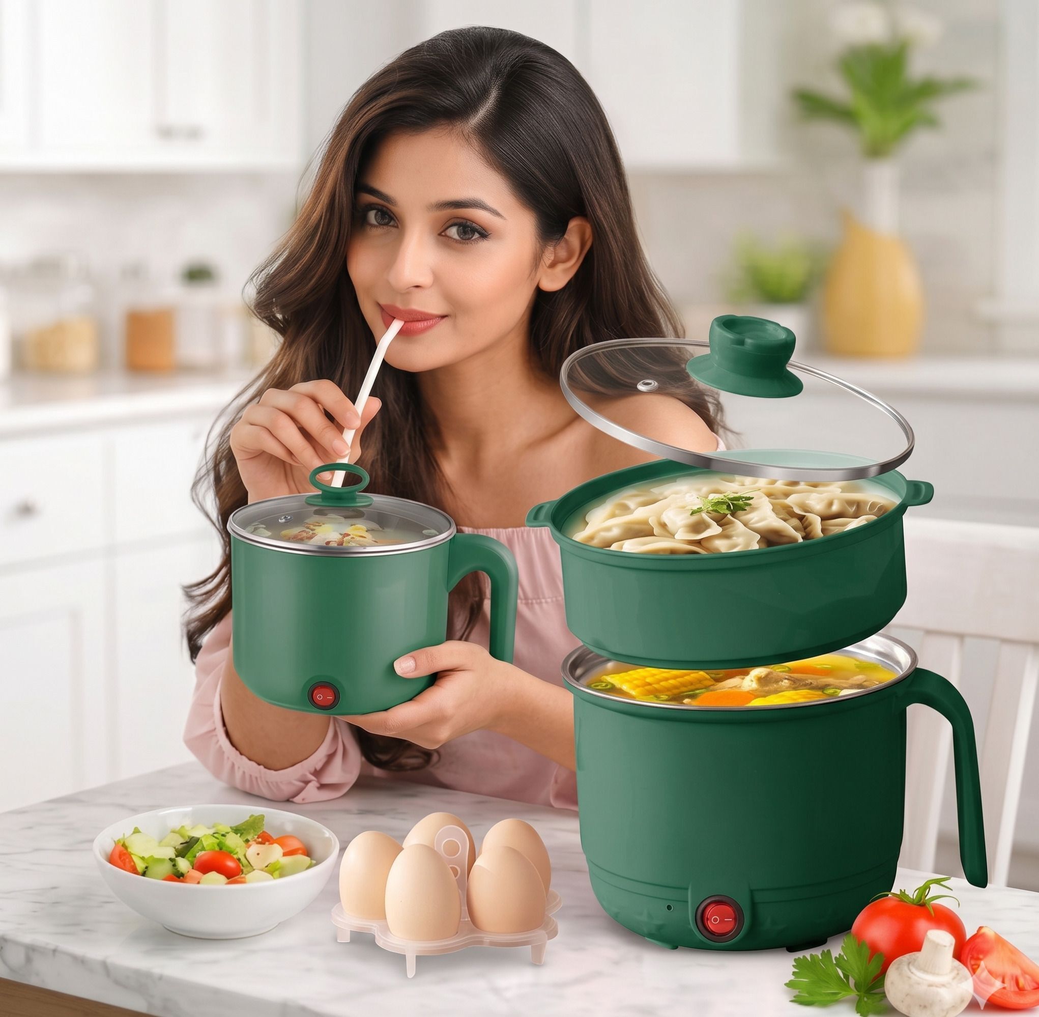 radhe Electric Cooking Pot with Steamer & Glass Lid Egg Boiler, Electric Pressure Cooker, Egg Cooker, Rice Cooker, Slow Cooker, Travel Cooker-picture-35