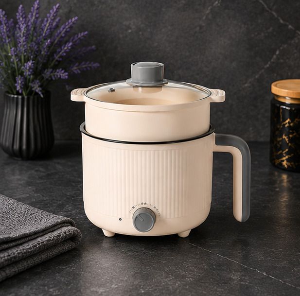 Electric Cooking Pot with Steam Basket and Lid Food Steamer, Rice Cooker, Travel Cooker, Egg Boiler-image-39