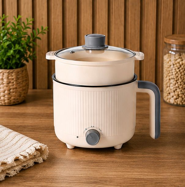 Electric Non-Stick Cooking Pot with Steam Tray Food Steamer, Rice Cooker, Travel Cooker, Egg Boiler-image-32