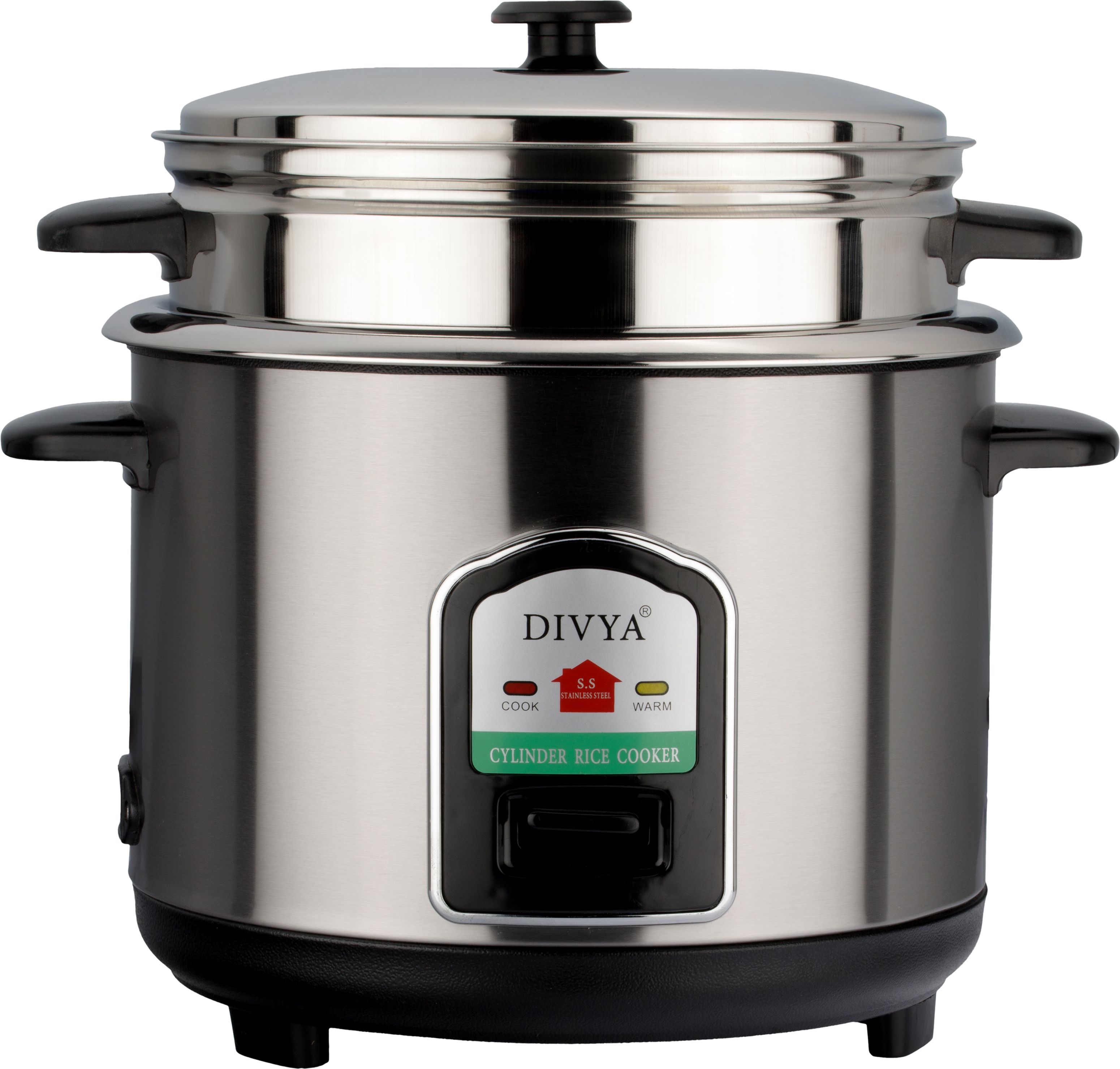 Stainless Steel 1.8 Litres Cylinder Electric Rice Cooker with Steaming Feature