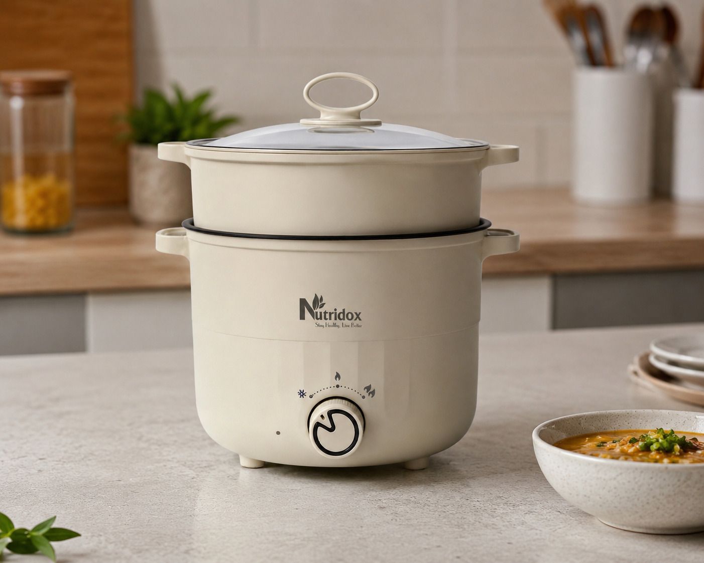 Multifunction Electric Cooker 1.8L | NonStick Ceramic | for Rice, Soup & Noodles Rice Cooker, Travel Cooker-image-43
