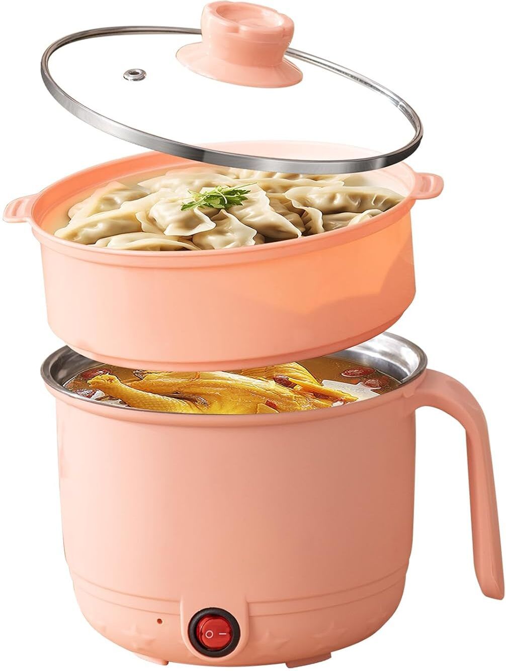 Inner Steel Cooker Mini Hot Pot with Steamer Multipurpose Electric Rice Cooker Rice Cooker, Deep Fryer, Egg Boiler, Food Steamer, Slow Cooker, Travel Cooker-image-24