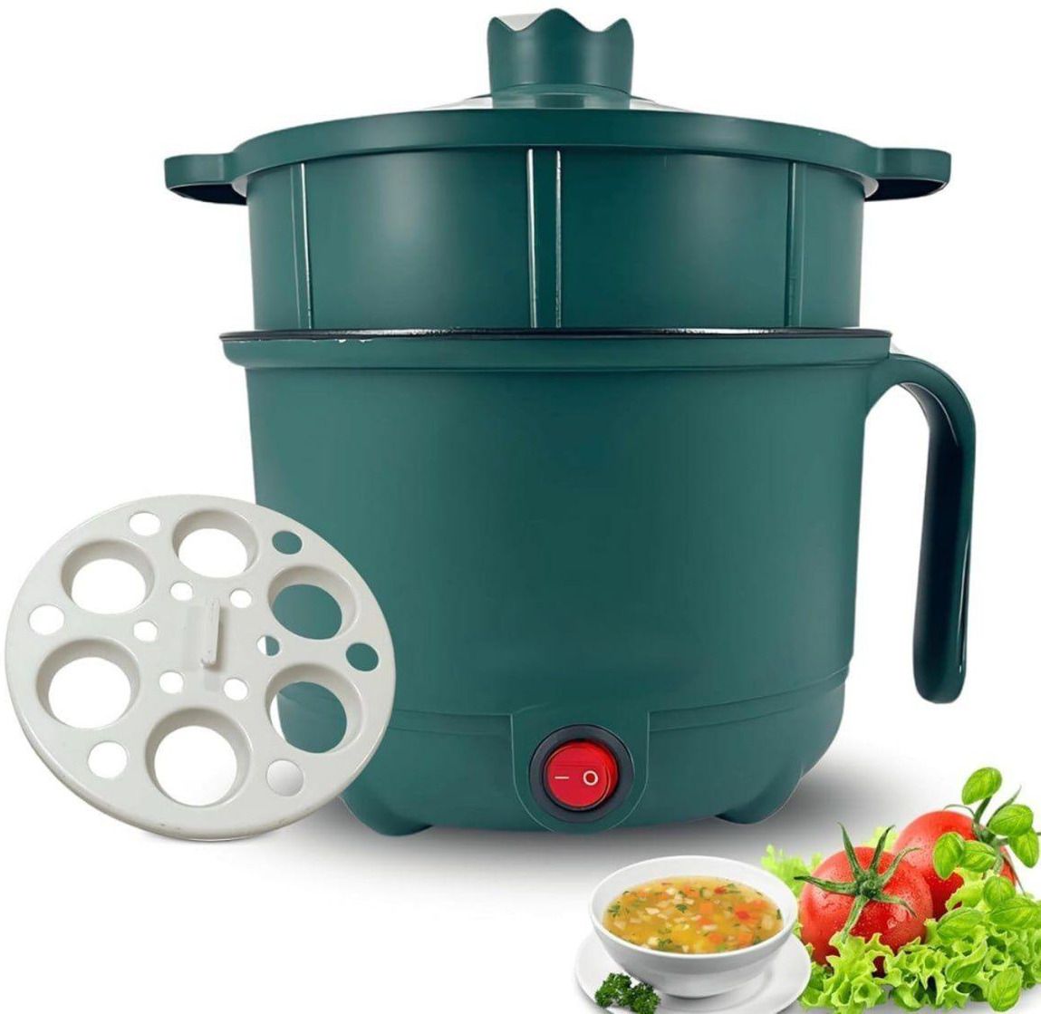 Electric Heating Kettle 1.5L, Multi-Function Food Warmer with Egg Tray & Steamer Travel Cooker-image-46