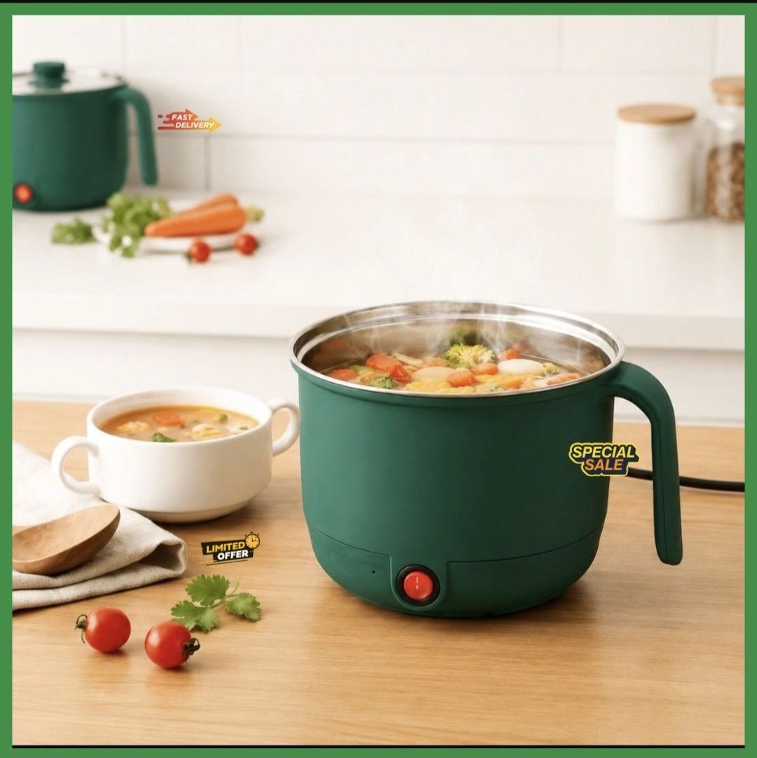 1 litar maltipal pot mini cooker Food Steamer, Rice Cooker, Travel Cooker-image-1