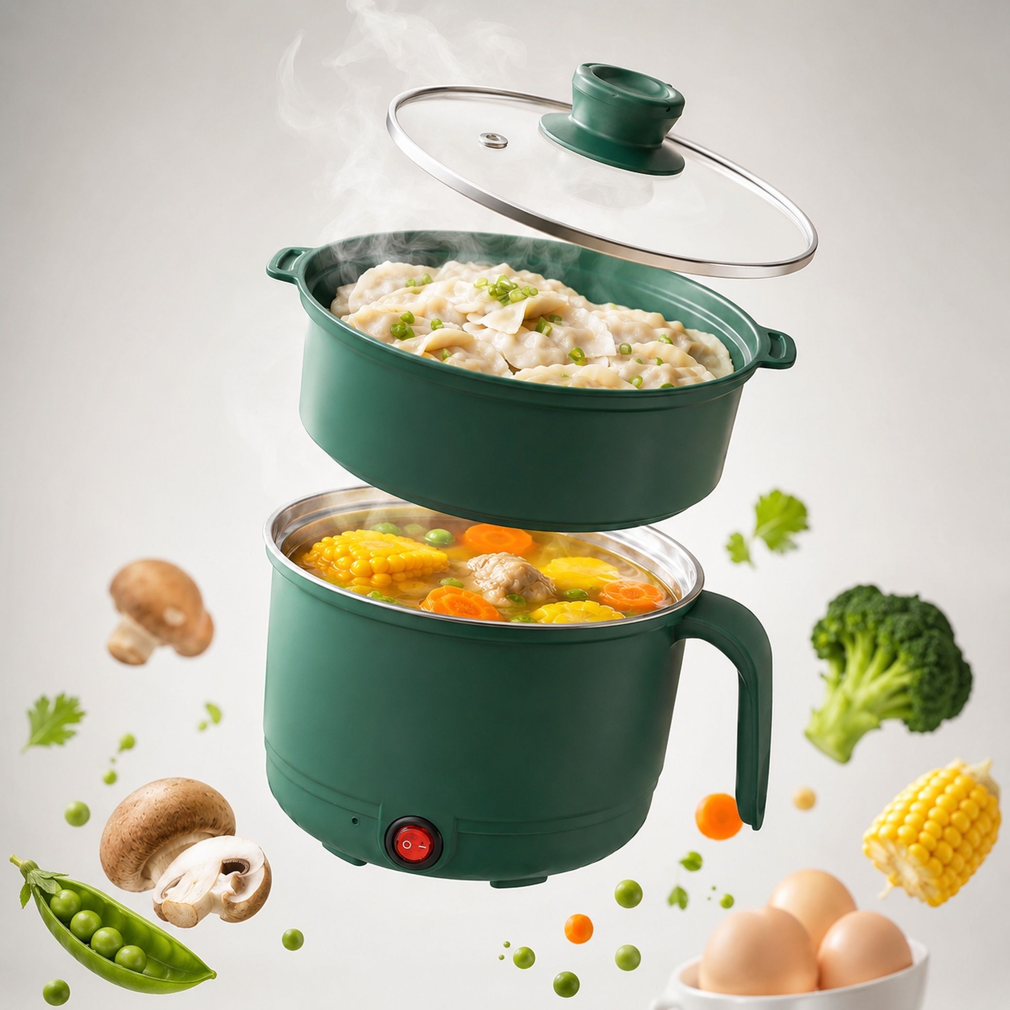 Lightweight Portable Electric Pot for Small Kitchens Electric Pressure Cooker, Food Steamer, Rice Cooker, Slow Cooker, Travel Cooker-image-3