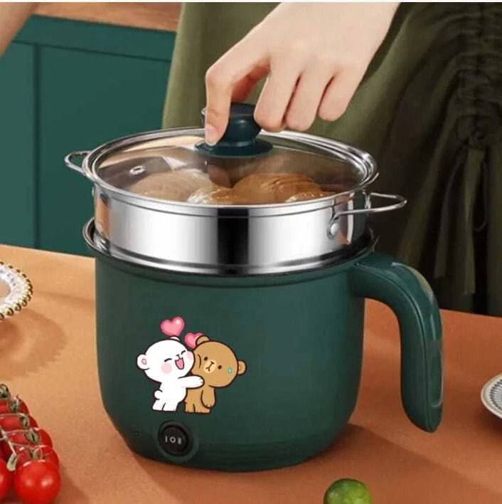 Mini Multiifunction Non-Stick Cooker with Glass Lid Base Concealed Cooking Pot Rice Cooker, Travel Cooker, Egg Cooker, Egg Boiler, Food Steamer