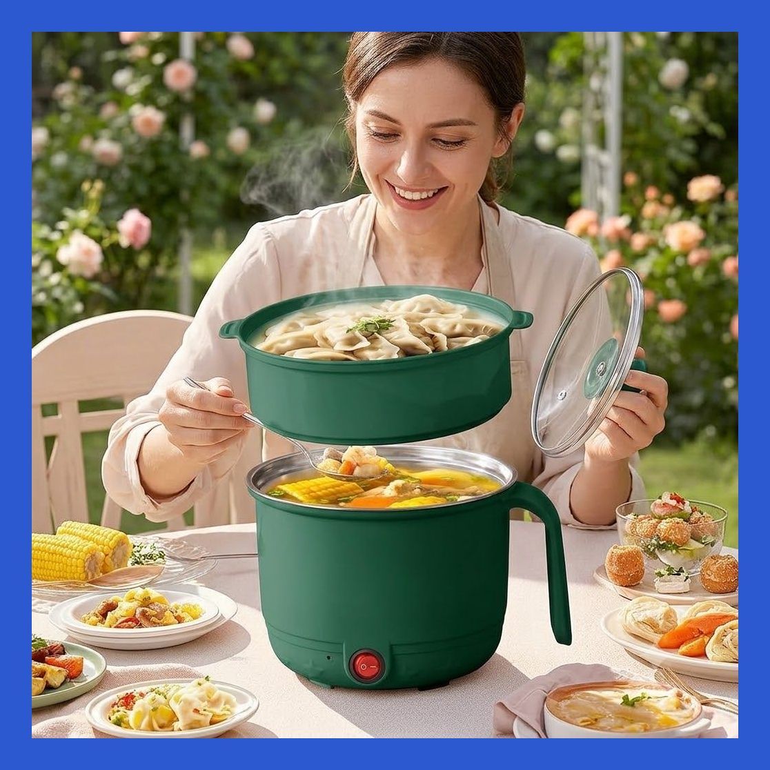 Electric Multifunction Mini Electric Cooker & Steamer Egg Cooker, Food Steamer, Rice Cooker, Travel Cooker-image-49