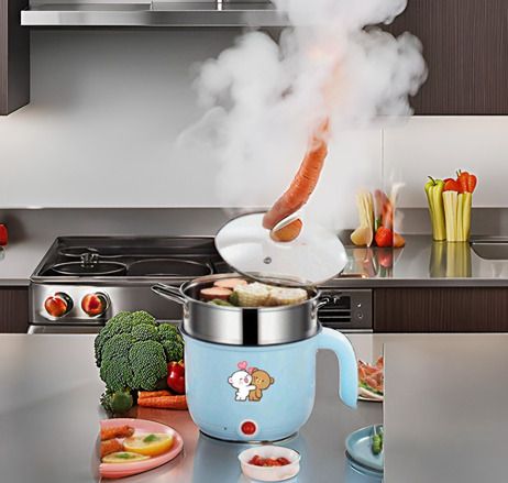 Tempered Glass Lid, Multicolor 3-In-1 500W Multi Electric Cooker Kettle 1.8 Travel Cooker, Rice Cooker, Food Steamer, Egg Cooker, Egg Boiler-image-39