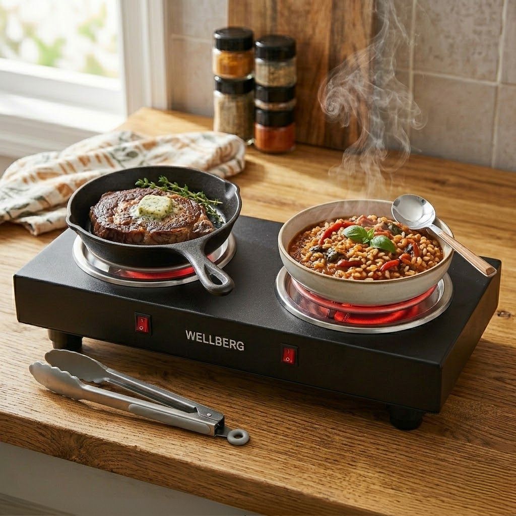 wellberg Double Burner Electric Cooking Heater 2000W with Slow Cooking Electric Cooking Heater-picture-22